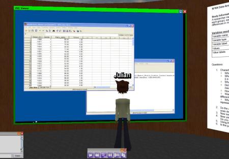 SPSS Application displayed in VNC Viewer in Breakout Room 1, with VNC controls.